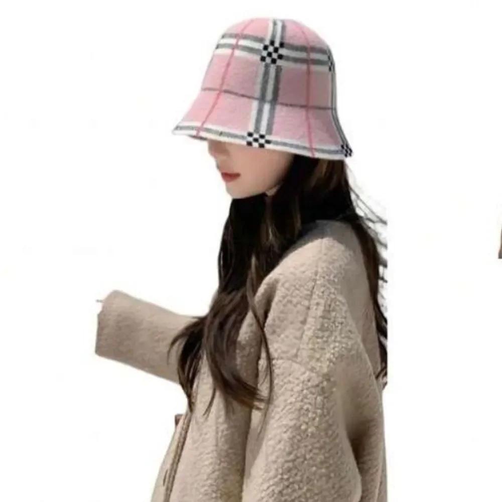 NEW! *French-Girl Chic* Black Plaid Faux-Cashmere Designer-StyleBucket Hat